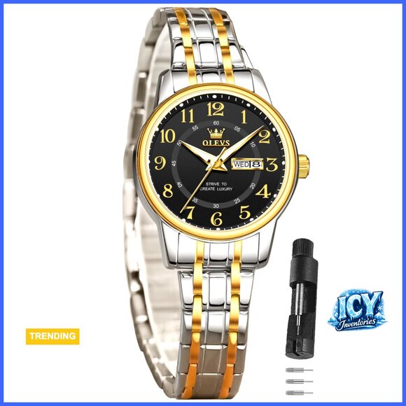 Stainless Steel Dress Watch with Date Waterproof Quartz Movement
